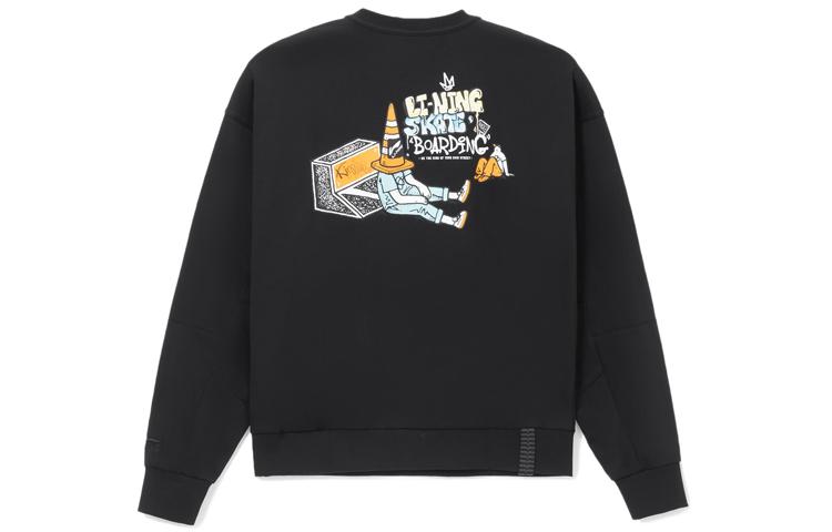 Свитшоты для скейтбординга Li Ning Мужские Черные С круглым вырезом Средняя посадка Обычные AWDS165-3 L