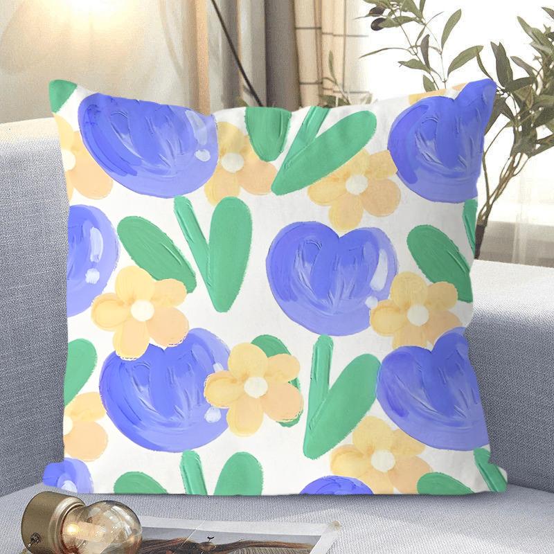 

Ins Style Маленькая декоративная наволочка с узором из свежих цветов для гостиной, спальни, квадратная наволочка с подушкой 45x45cm