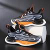 Boys' Spring/Autumn Breathable Mesh Running Shoes, Soft Sole Casual Sneakers, Black Orange