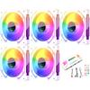 COOLMOON HiFrost PC Case Fan Set of 5 120mm 4pin PWM LED ARGB 5v 3pin Hub with Controller Remote Control Color Changeable Rotation Speed Changeable