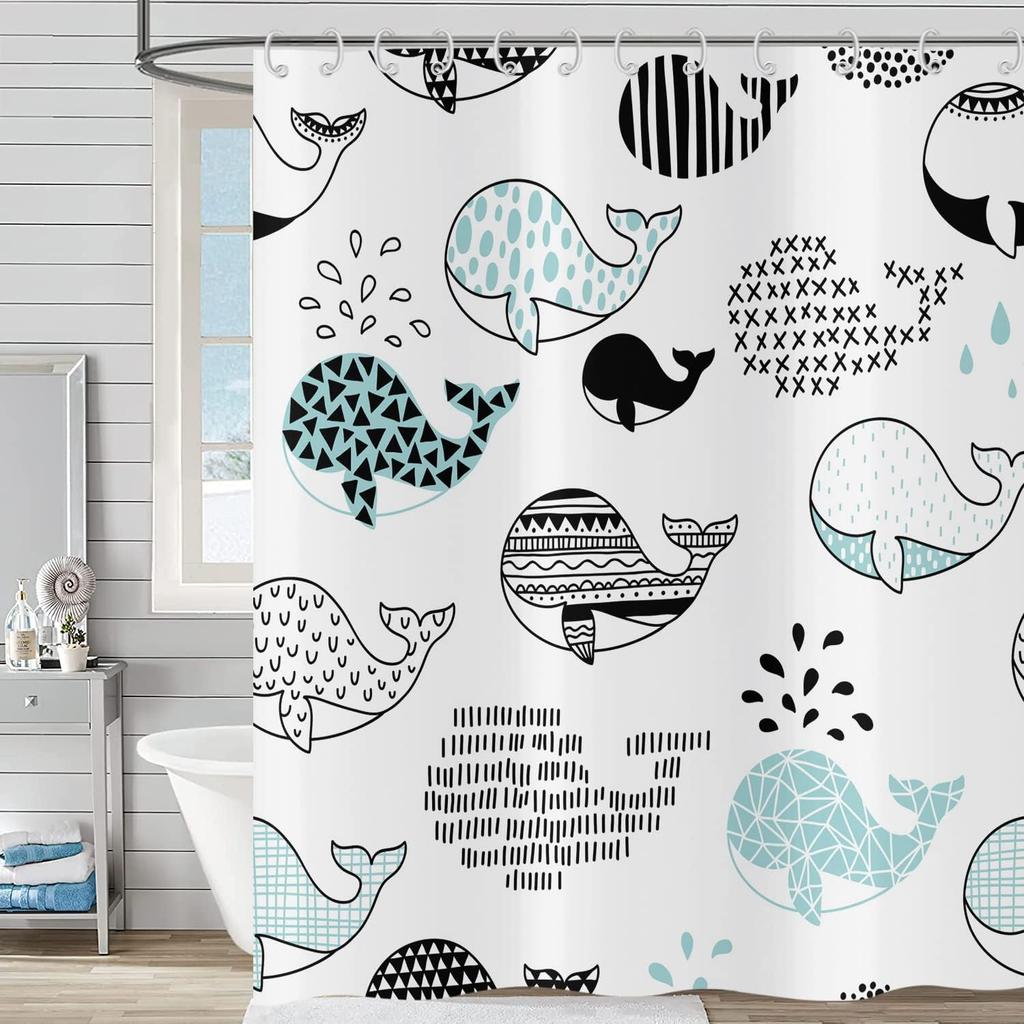 Funny Cute Puppy Animal Pattern Shower Curtain 180x 180cm, Kids Bathroom Decorative Shower Curtain Waterproof