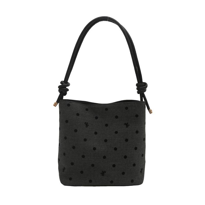 Polyester Highquality Trendy Black Bow Bucket Handbag For Women With Soft And Design Spacious