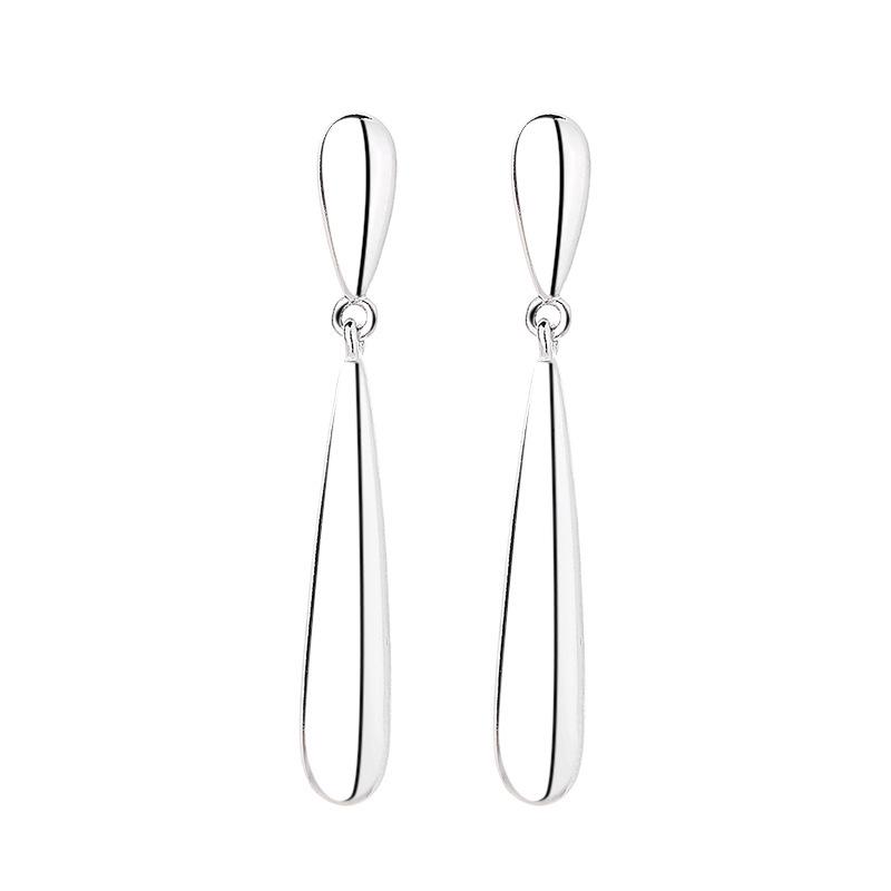 Glossy Geometric S925 Silver Needle Stud Earrings - Simple, Elegant, Cold Style for Women