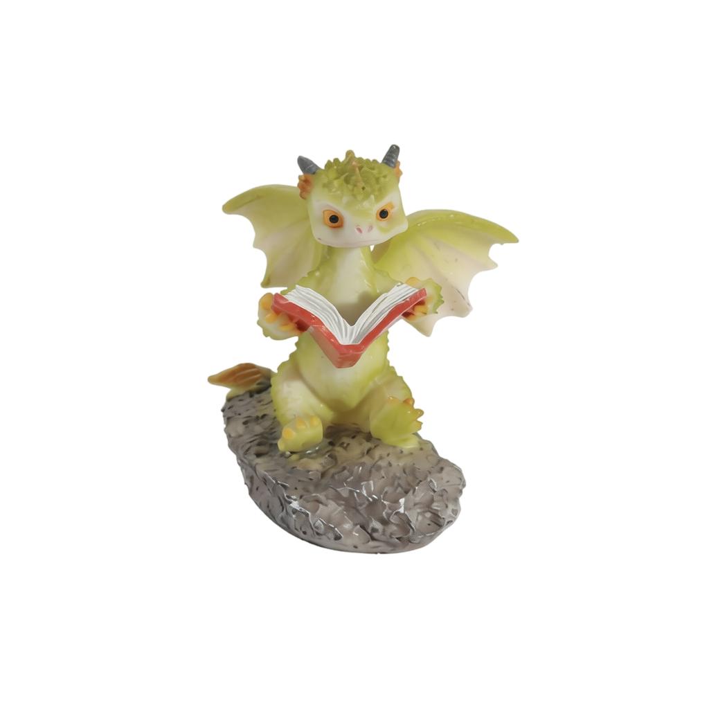 Resin Dragon Figurine Reading Book Decorative Sculpture Creative Home Ornament Desktop Display Gift Collectible Art