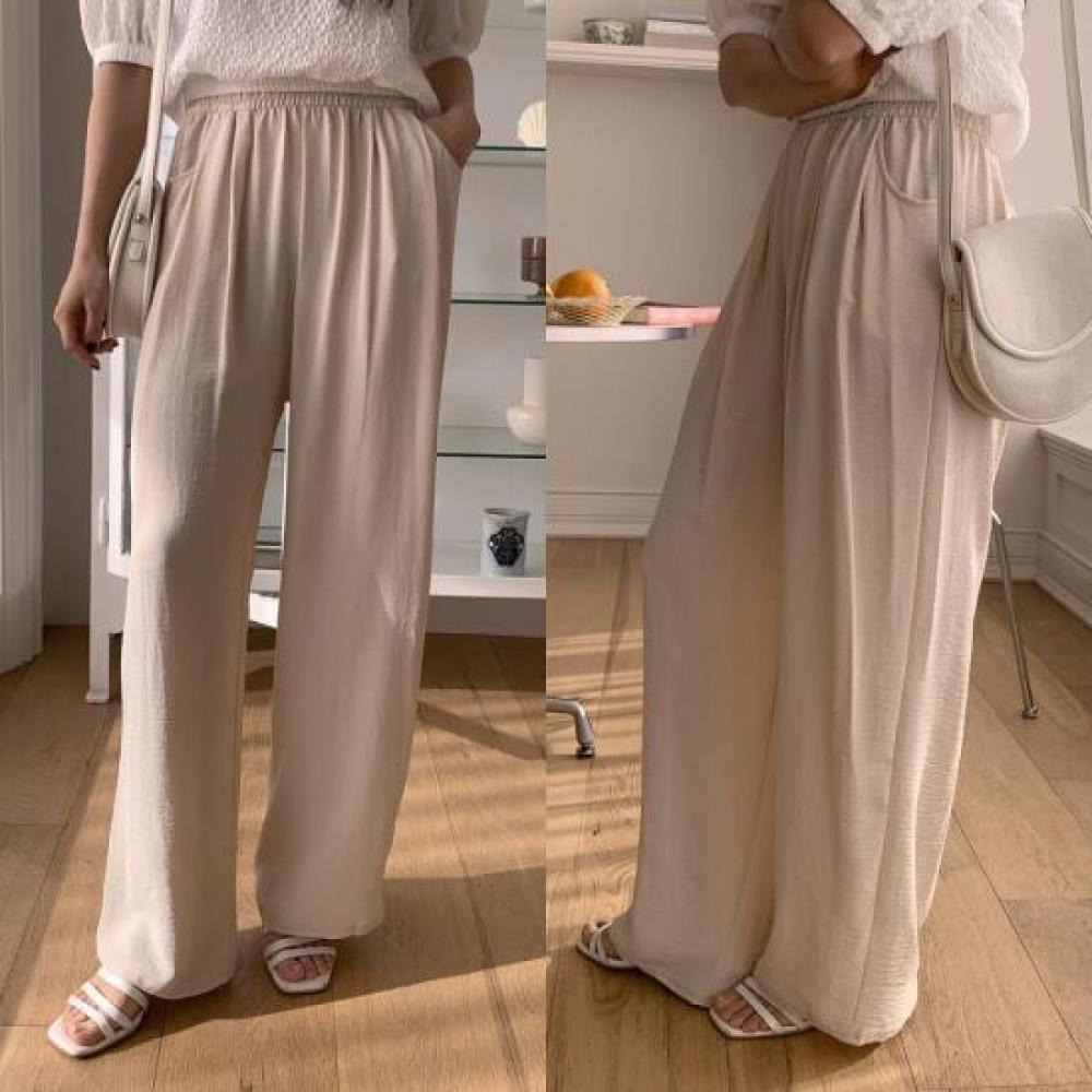 New Arrivals Open Run Women Summer Long Pants Elastic Wide Pants