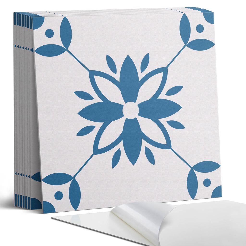 Set of Vinyl Wall Tiles Floral Pattern with Leaves 9x30x30 cm