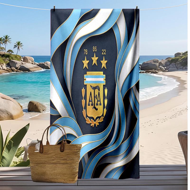 Asciugamano da Spiaggia Stampa Calcio Argentina Asciugatura Rapida Super Assorbente Morbido Asciugamano da Bagno per Nuoto Spiaggia Viaggio Souvenir Regalo per Fan
