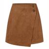 Suede Irregular Skirt Solid Color High-waisted Zipper Button Skirt Women