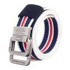 Unisex Canvas Denim Belt with Alloy Double Ring Buckle, Korean Style Fashion for Teens and Students