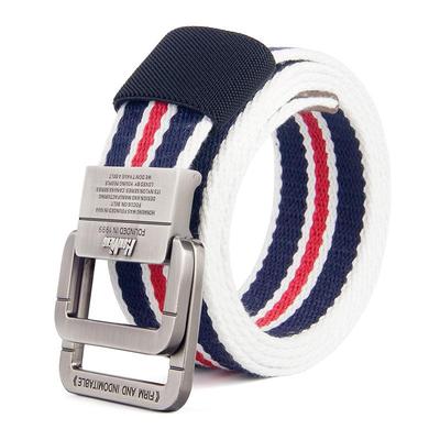 Cinturón unisex de lona vaquera con hebilla de doble anillo de aleación, estilo coreano, ideal para adolescentes y estudiantes.
