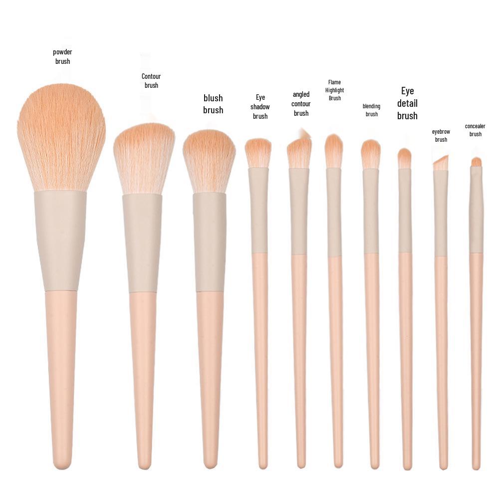 Daisy 10-Piece Makeup Brush Set - Soft Bristles, Oiled Tubes, Solid Wood Handles