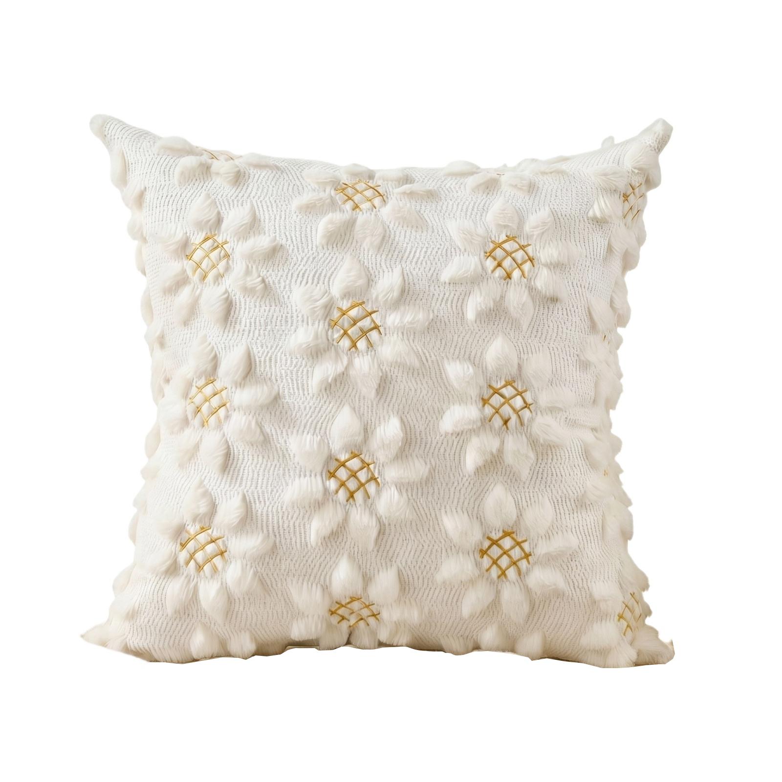 

Decorative Throw Pillow Cover with Floral Embroidery Pattern for Sofa Home Cushion Case Soft Texture Durable Material Square Shape One Size