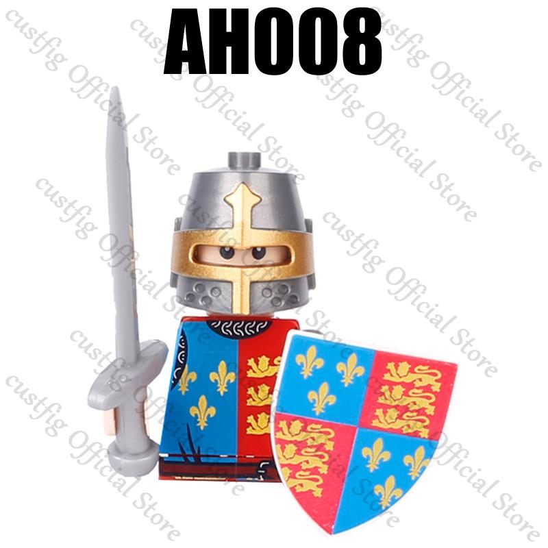 Mittelalterliche Militärsoldaten Figuren Bausteine Löwenherz Deutscher Ritter Waffe Infanterie Schild Helm Burg Hexe Steine Spielzeug