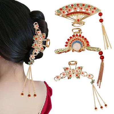 Haarspange mit Perlenquaste im chinesischen Stil, Haaraccessoires der 2000er und Y2K