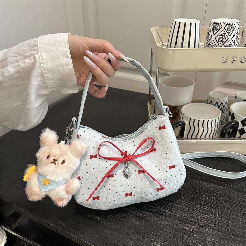 Sweet bow versatile girl shoulder bag women's simple Korean version fashion casual personality messenger bag