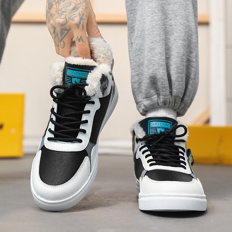 Pánské sportovní boty ležérní streetový styl kožešina běžecké tenisky boty pro studenty nadměrné zimní boty vysoké