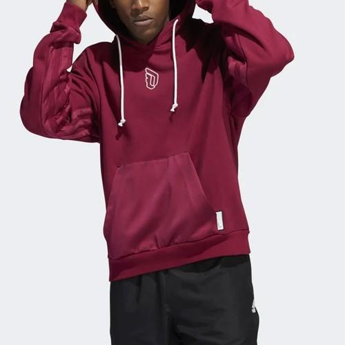 Adidas Lillard Basketball Printed Pullover Hoodie for Men, Burgundy
