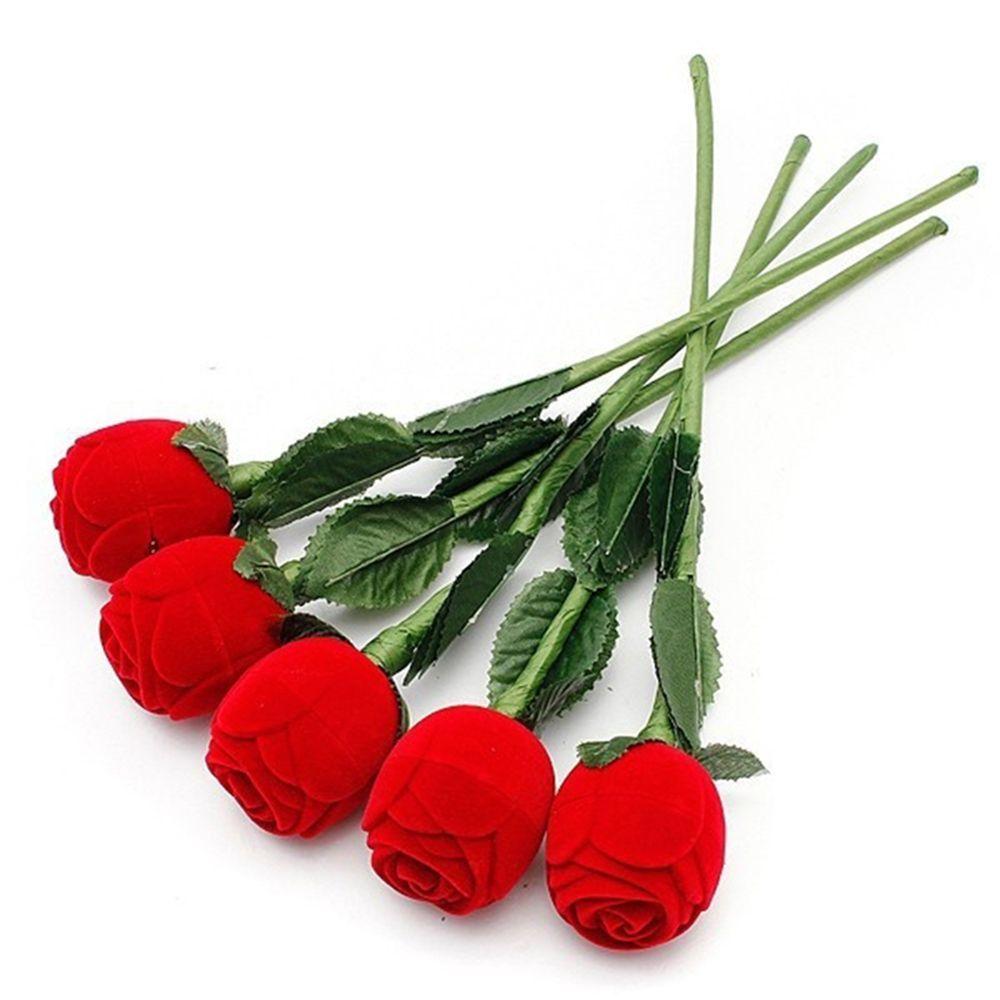 Hot Romantic Holder Case Velvet Earring Wedding Flower Red Display Necklace Storage Gift Rose Jewelry Ring