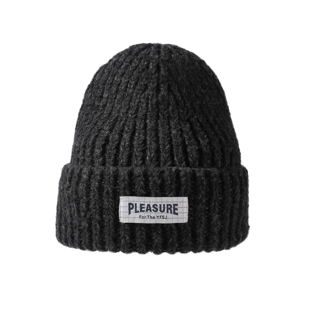 Coarse Needle Cloth Label Knitted Hat Women's Winter Outdoor Thickened Warm Cover Wool Hat