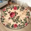 Retro Flowers Round Area Rug,Carpet Rug for Living Room Bedroom Sofa Playroom Decor,Non-slip Floor Mat