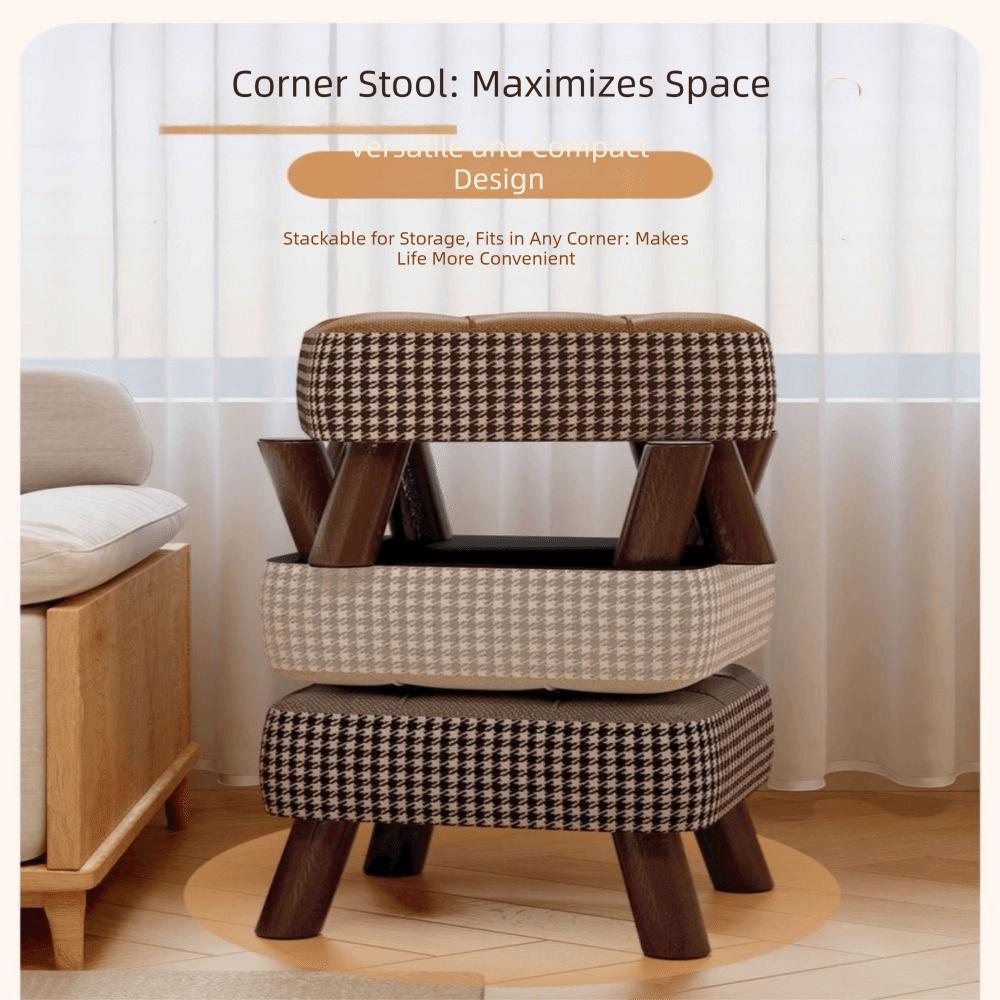 Sturdy Wooden Legs Low Stool Soft Upholstered Seat Cream Style Ottoman Ottoman  Daily Home Use