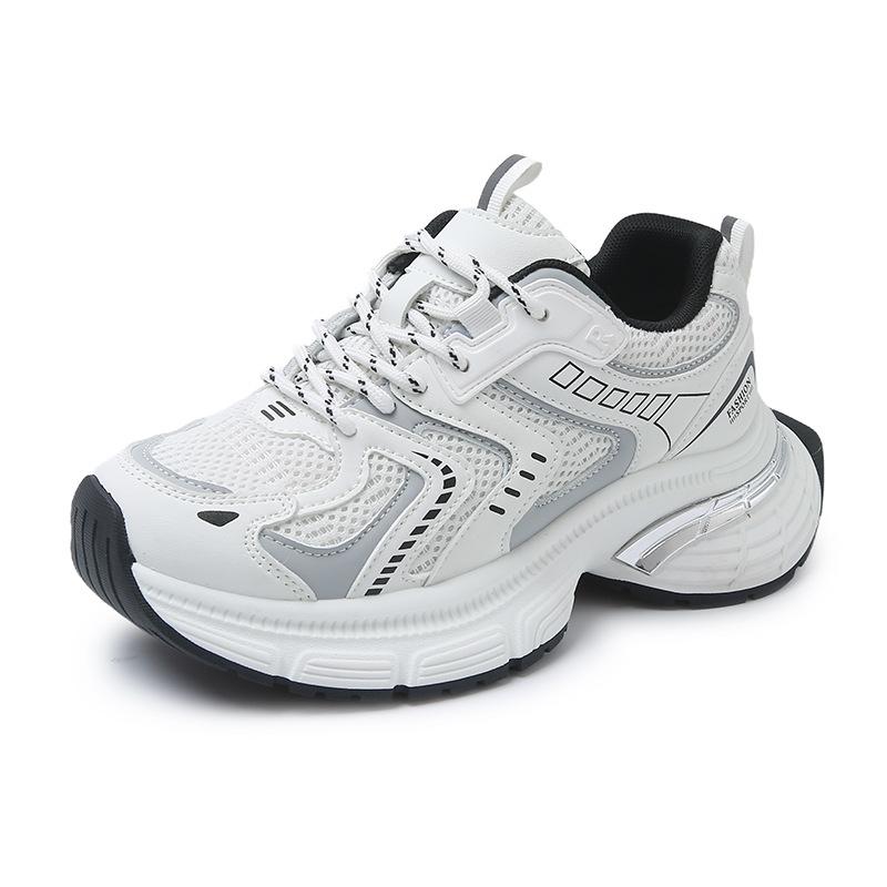 Silver Dad Shoes Women's 2025 New Spring and Autumn Mesh Breathable Thick Sole Heightening Soft Sole Not Tired Feet Casual Sports Shoes