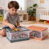 Toys Storage Organizer Box, Toy Box With Building Plate Lid And Removable Tray, Building Block Storage, Stackable Plastic Organizer Bins