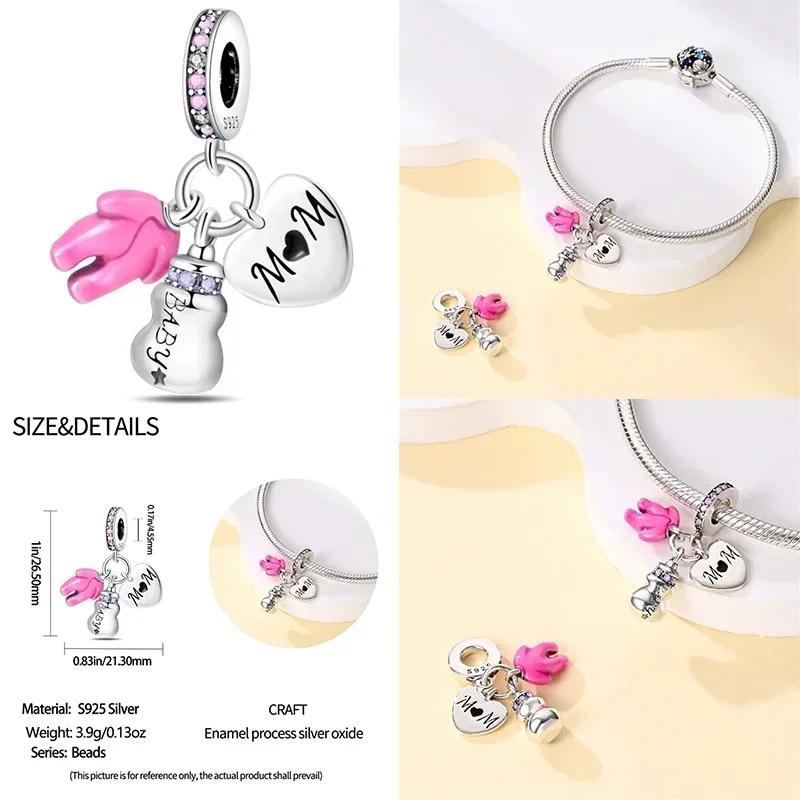 copper Heart Shaped Warm Family Love Mother Pendant Baby Feet Pacifier Charm Bead Charms Bead Charms Compatible With Bracelets Jewellery Gift