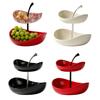 Double Layer Fruit Plate Multi-Layer Ceramic Fruit Bowl with Metal Stand Dishwasher Safe Corner Kitchen Countertop Organizer for Fruits Snacks Cakes