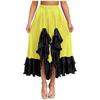 Ladies Spanish Dance Skirt Flamenco Style Ruffled Trim Irregular Hem Satin Elastic Waist Big Swing Skirt