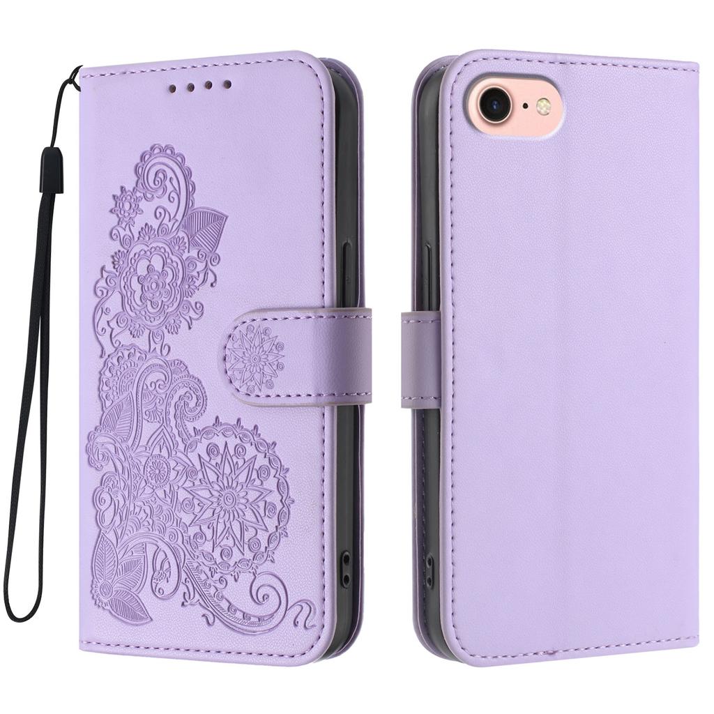 For iPhone 16e Phone Cases Mandala Flower Leather Wallet Mobile Cover with Strap