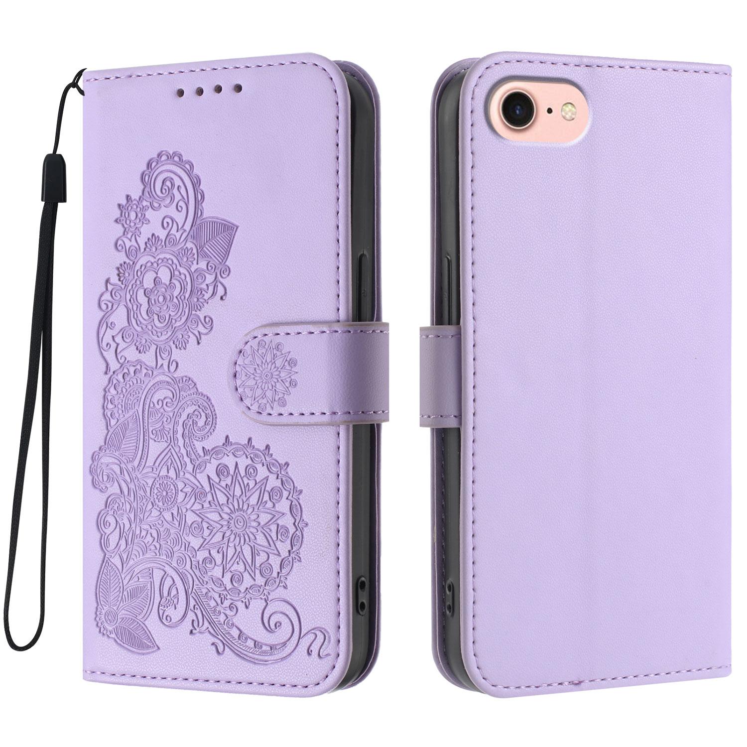 

For iPhone 16e Phone Cases Mandala Flower Leather Wallet Mobile Cover with Strap H