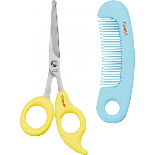 Combi Baby Label Sanpatsu Scissors & Comb Set Powder Yellow