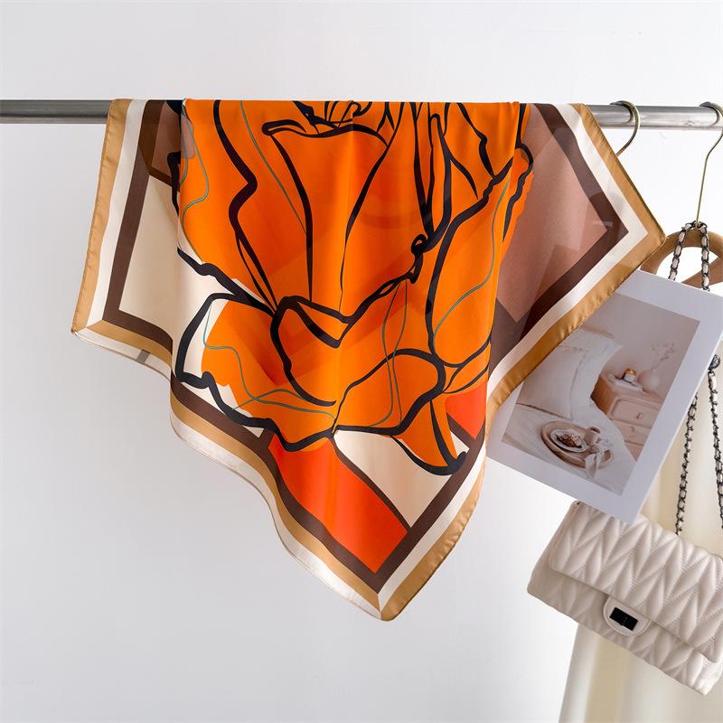

Luxury New Printed Scarves Women s Silk Scarf Shawl Summer Floral Designer Small Neckties Hairbands Bags Bandana 70x70cm