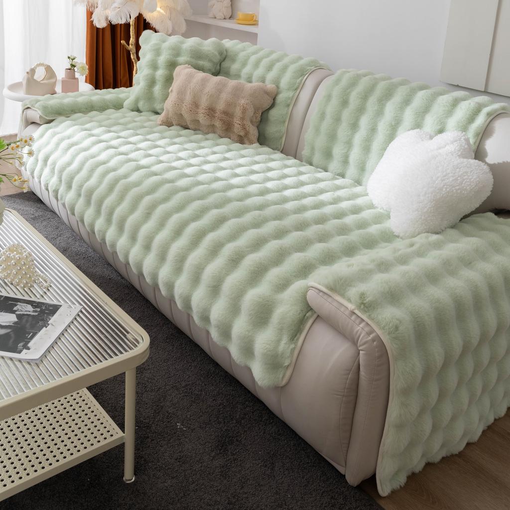 Thicken Imitation Rabbit Fur Plush Sofa Slipcover Non-slip  Soft Sofa Towel Couch Cushion For Living Room Modern Home Decor