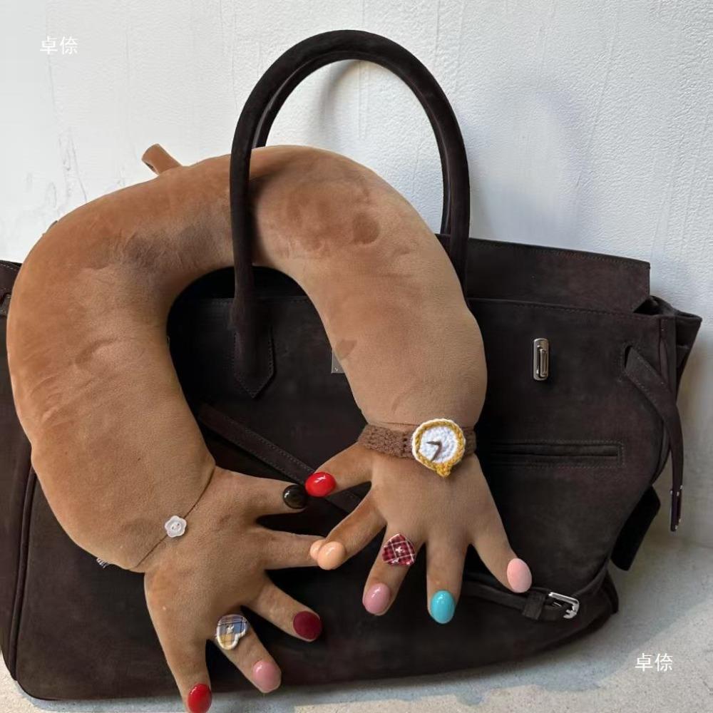 

Soft Plush Cervical Support Pillow Thickened Funny Finger Pillow Unique U-shaped Pillow Travel Use кофейный