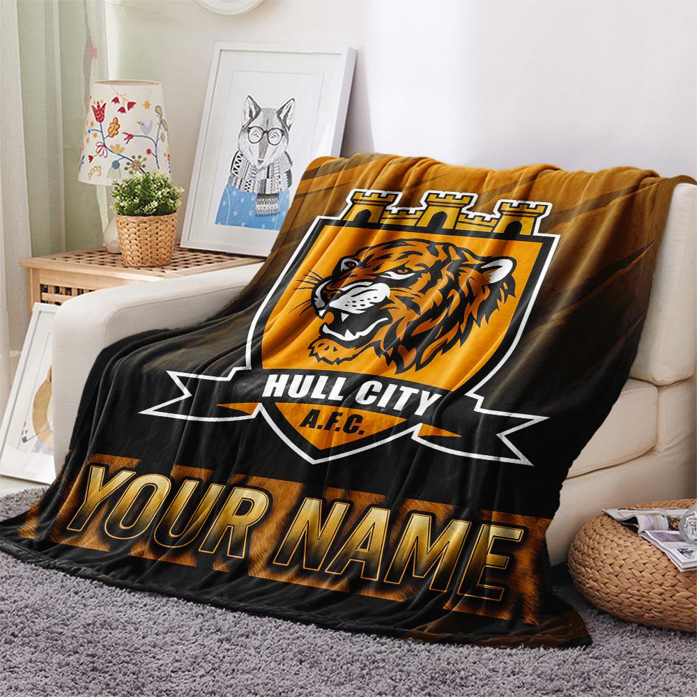 Custom Name Hull City2 Flannel Blanket, High quality Comfortable for All Seasons, Home Decor, Warmth and Comfort
