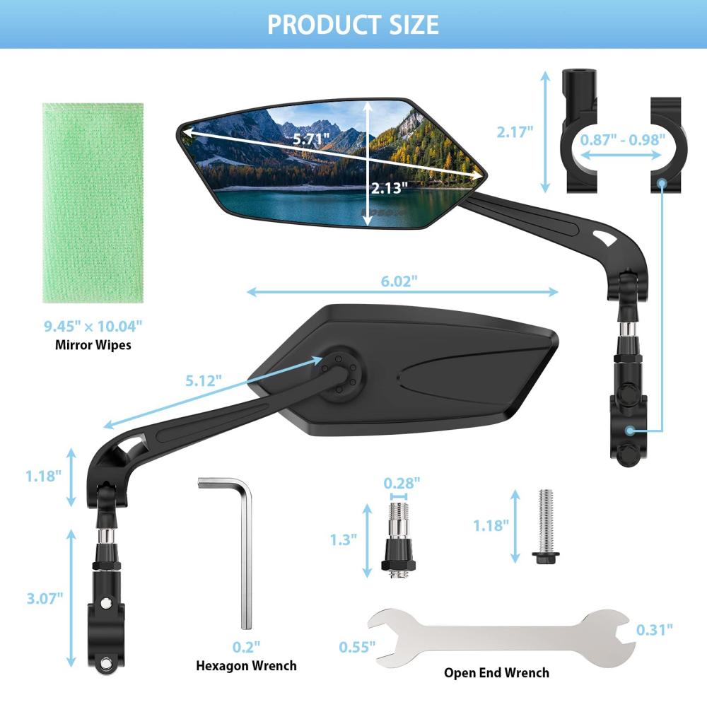 DOMEN Bicycle Rearview Bike 360° Rotate Adjustable Wide Angle Mirror Road Bike Handlebar Rear View Mirrors Bike Accessories