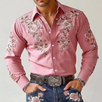 Men's Ethnic Style Four-Way Stretch Long-Sleeve Shirt for Spring and Autumn