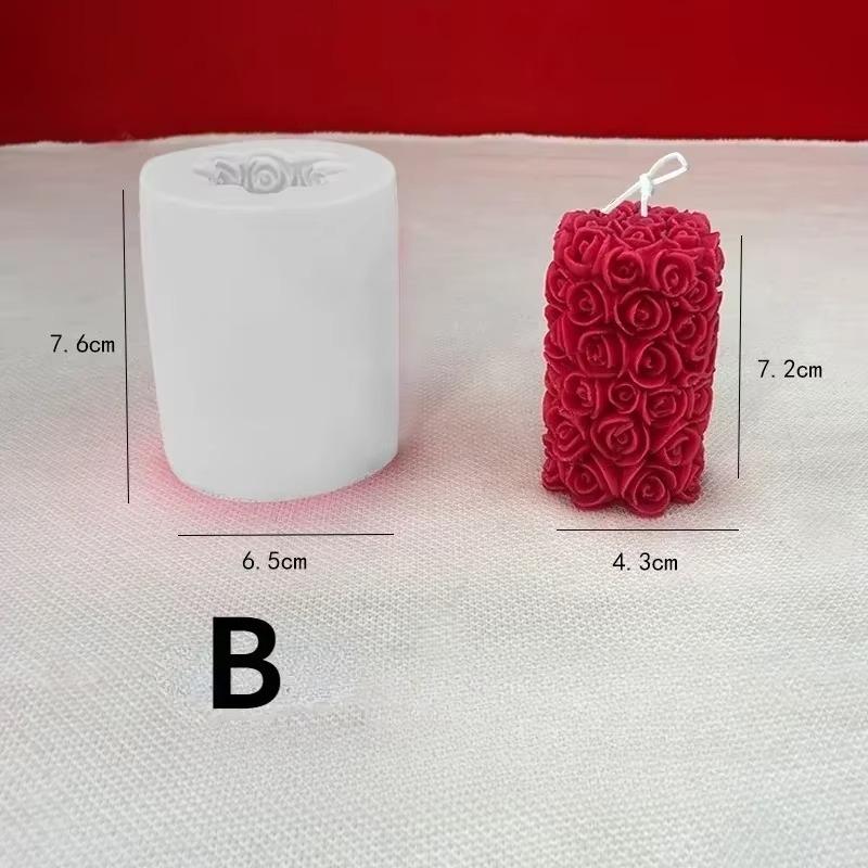 

2026 New 3D Rose Flower Candle Mold DIY Handmade Gypsum Plaster Mould Cylinder Shape Silicone Soap Aromatherapy Wax Scented Mold
