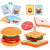 Montessori Toys, Wooden Burger Sandwich Sorting and Stacking for Toddlers, Preschool, Burger Sand Switch, Wooden Preschool, 4/5 Years Old (2 Sets)
