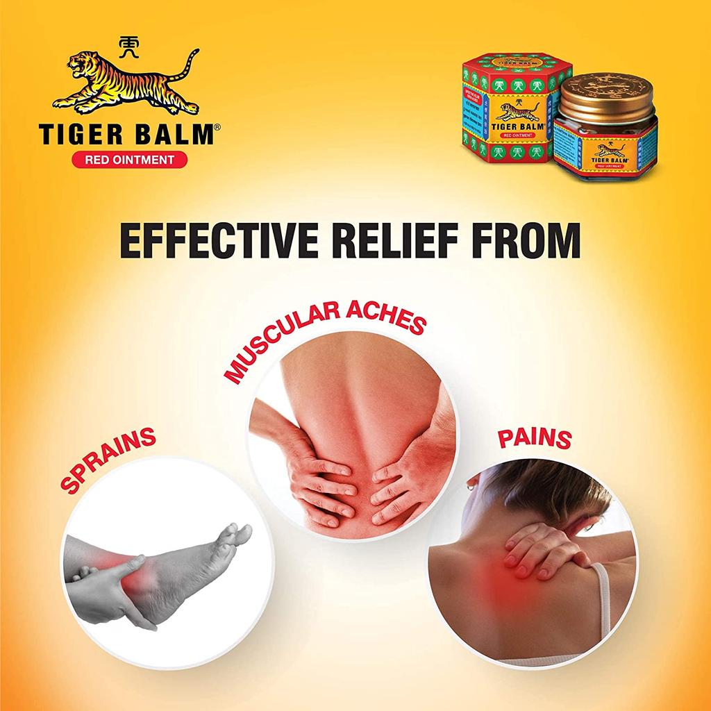 Tigerbalsam rød salve for effektiv lindring fra forstuinger, smerter, muskelsmerter - 21ml | Ayurvedisk balsam