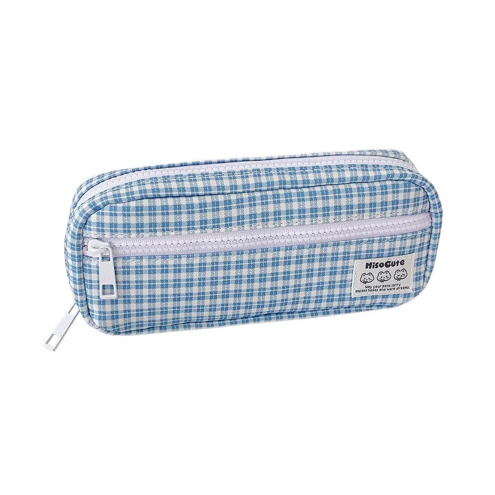 Korean Style Grids Pen Bag Y2k Pencil Pouch Cosmetic Brush Bag Cloth Stationery Bag Kids Children