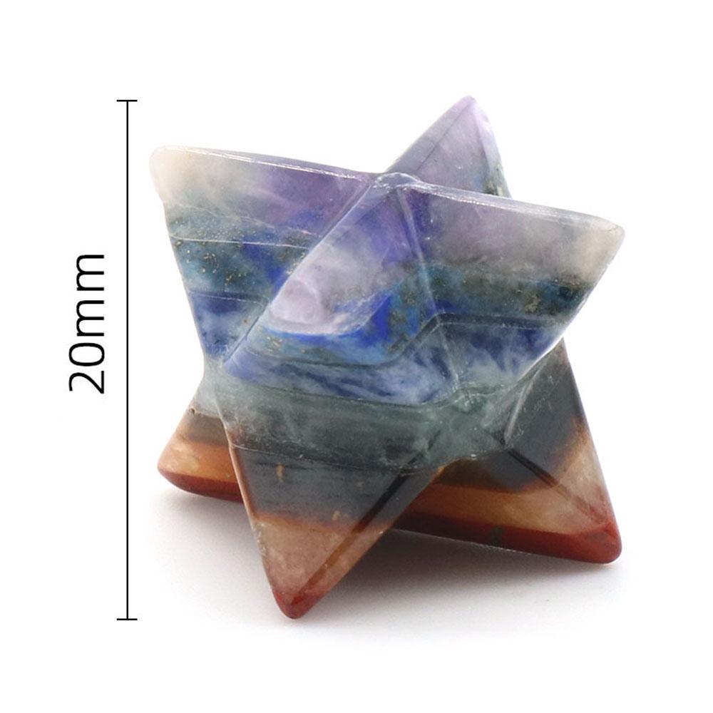 1 Stück natürlicher 7-Chakra-Stein Merkaba Davidstern Ornament dekorativer Energiegenerator Hexagramm Meditation Heimdekoration Mini-Einrichtung Schmuck Geschenk 20 mm