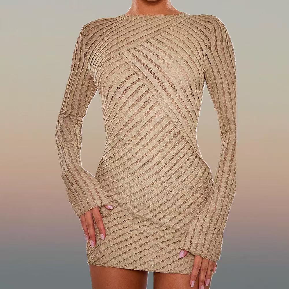 

Новинка лета, облегающее и подчеркивающее фигуру однотонное платье, универсальный дизайн, элегантный стиль, облегающее бедра, цельное короткое платье для женщин L хаки