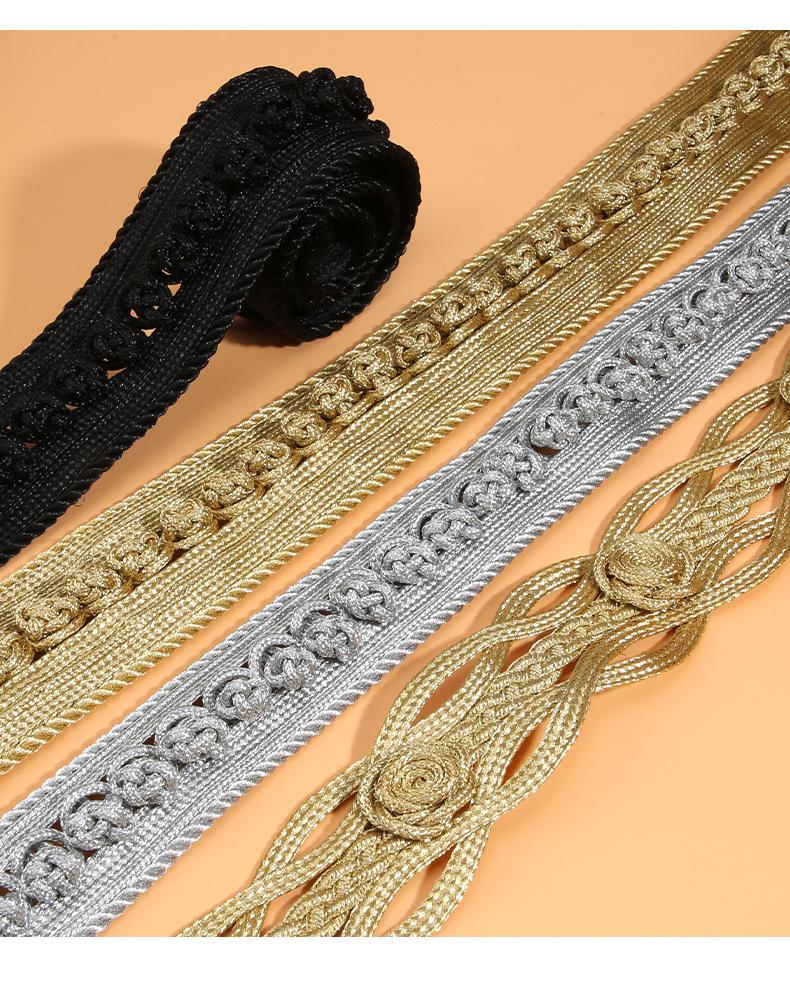 1Yard Handmade Gold Cord Patch Baroque Decorative Trim Appliques Sew on Patches for Clothing Clothes Applique