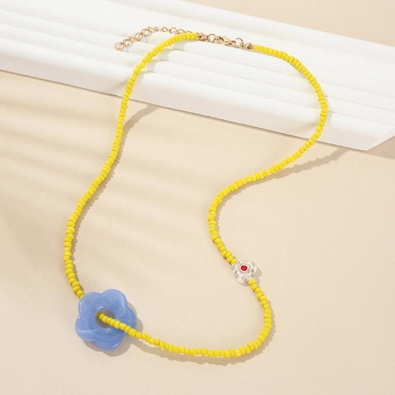 Flowe Beaded Choker Pendant Necklaces Beaded Chain Choker Jewelry Party Jewelry Jewelry Gift Resin Material for Women