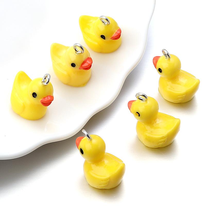 10 Stück/Los 19x15mm Niedliche Acryl-Enten-Anhänger Für Schmuckherstellung Tieranhänger DIY Armband Ohrring Halskette Anhänger Zubehör