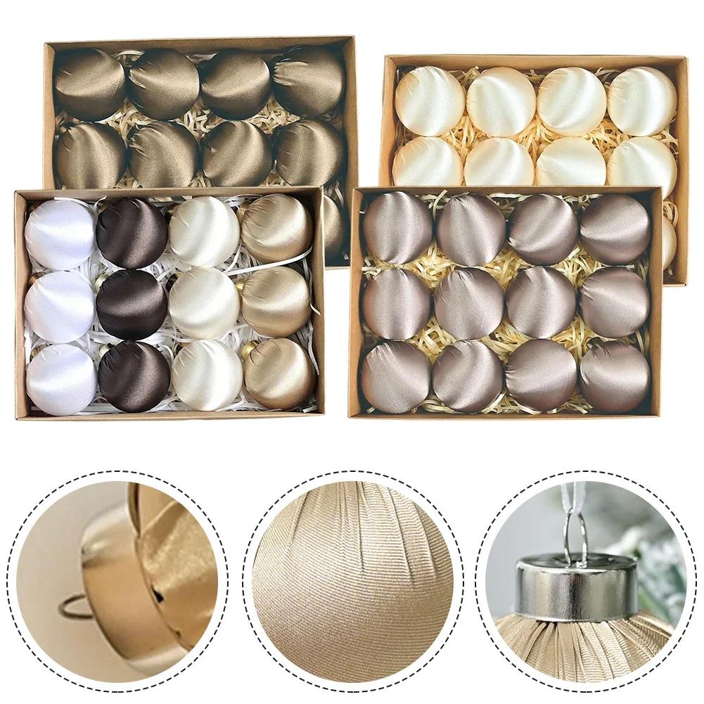 12pcs 6cm Glossy Velor Christmas Balls Ornaments Glossy Velvet Christmas Hangings For Festive Decoration