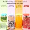 4 Pcs Silicone Lid Fit for Netany 16OZ Drinking Glass Cups with a diameter of 2.3"/58 mm, Replacement Lids for Beer Can Cups, Reble Cover with Straw